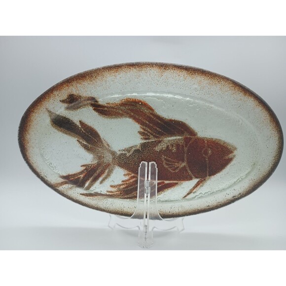 Art Glass Fish Platter Handmade In Israel - Picture 4 of 6